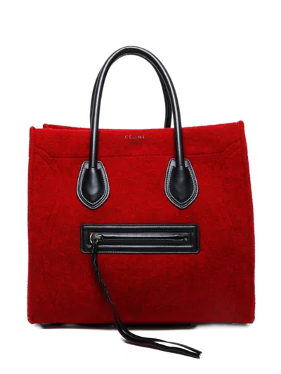 Pre-owned Celine 2000-2020 Wool Tote Bag In Red