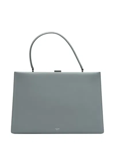 Pre-owned Celine 2000-2024 Medium Calfskin Clasp Handbag In Gray