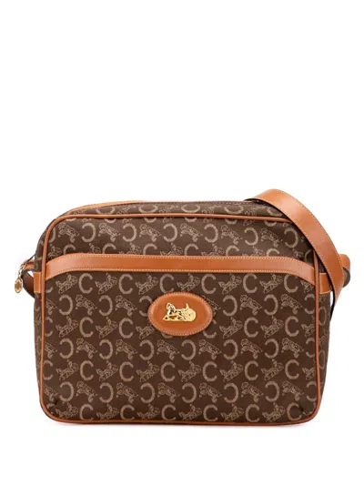 Pre-owned Celine 2000-2025 C Macadam Canvas Shoulder Bag In Brown
