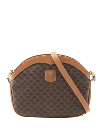 Pre-owned Celine 2000-2025 Macadam Coated Canvas Crossbody Bag In Brown