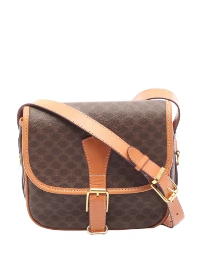 Pre-owned Celine 2000-2025 Macadam Coated Canvas Crossbody Bag In Brown