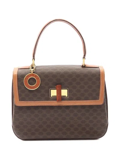 Pre-owned Celine 2000-2025 Macadam Coated Canvas Satchel In Brown