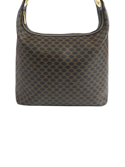 Pre-owned Celine 2000-2025 Macadam Coated Canvas Shoulder Bag In Brown