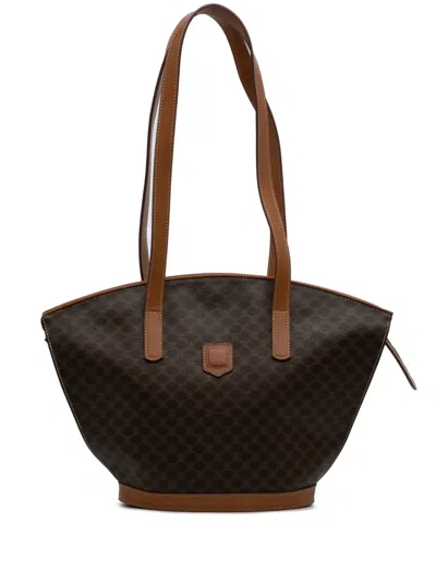 Pre-owned Celine 2000-2025 Macadam Coated Canvas Shoulder Bag In Brown