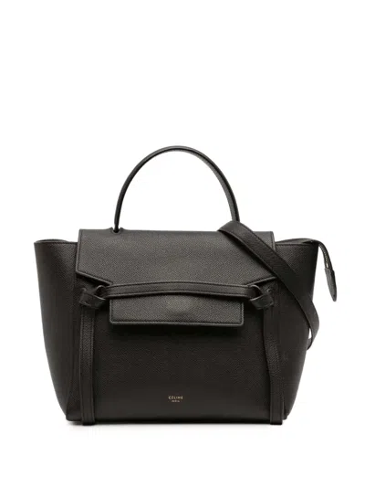 Pre-owned Celine 2000-2025 Micro Grained Calfskin Belt Bag Satchel In Black