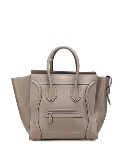Pre-owned Celine 2000-2025 Mini Calfskin Luggage Tote Bag In Brown