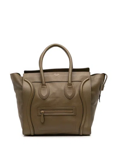 Pre-owned Celine 2000-2025 Mini Calfskin Luggage Tote Bag In Green