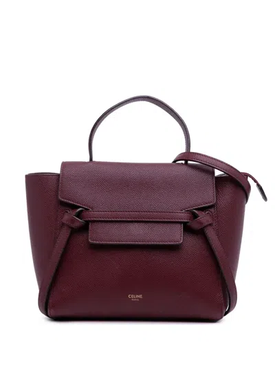 Pre-owned Celine 2000-2025 Nano Grained Calfskin Belt Bag Satchel In Red