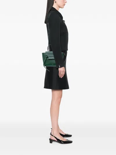 Pre-owned Celine 2000-2025 Nano Grained Calfskin Belt Bag Satchel In Green