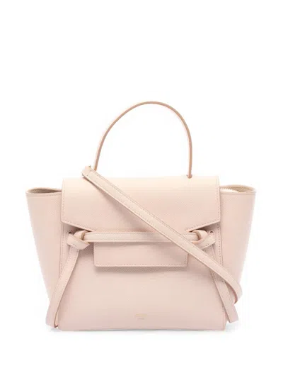 Pre-owned Celine 2000-2025 Nano Grained Calfskin Belt Bag Satchel In Pink