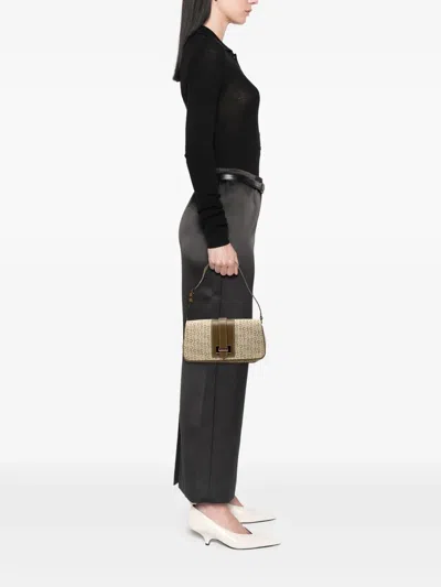 Pre-owned Celine 2000 C Macadam Canvas Flap Shoulder Bag In Brown