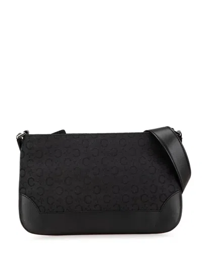 Pre-owned Celine 2000 C Macadam Canvas Shoulder Bag In Black