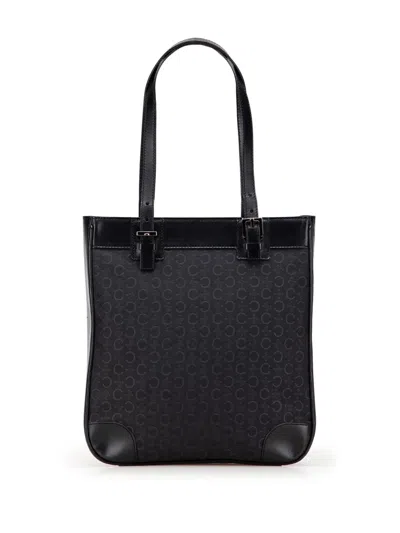 Pre-owned Celine 2000 C Macadam Canvas Tote Bag In Black