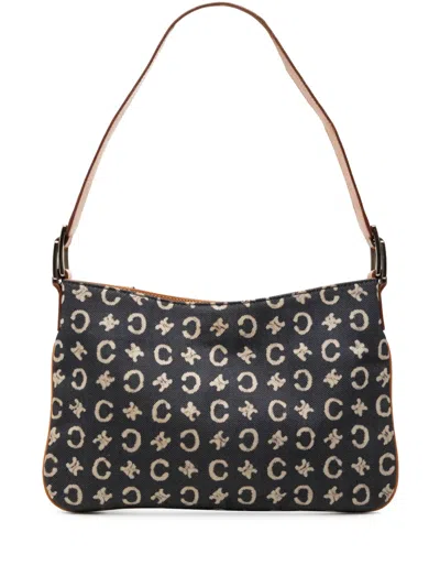 Pre-owned Celine 2000 C Macadam Denim Shoulder Bag In Blue