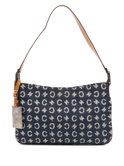 Pre-owned Celine 2000 C Macadam Denim Shoulder Bag In Blue