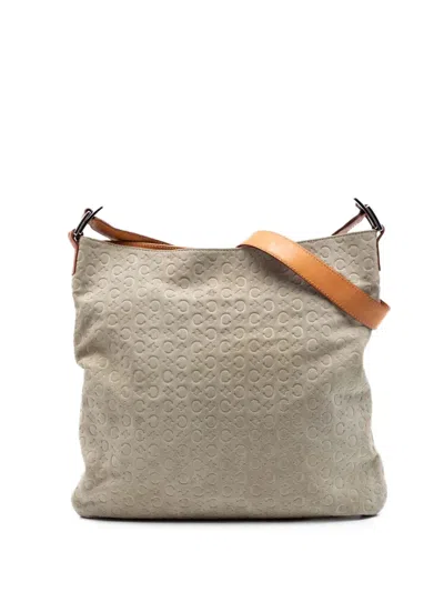 Pre-owned Celine 2000 C Macadam Suede Crossbody Bag In Gray
