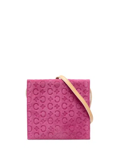Pre-owned Celine 2000 C Macadam Suede Crossbody Bag In Pink