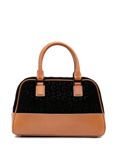 Pre-owned Celine 2000 C Macadam Suede Handbag In Black