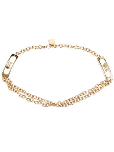 Pre-owned Celine 2000 Horse Carriage Logo Belt In Gold