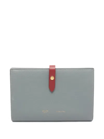 Pre-owned Celine 2000 Large Strap Bi-fold Wallet In Gray