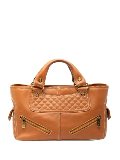 Pre-owned Celine 2000 Leather Biker Boogie Handbag In Brown