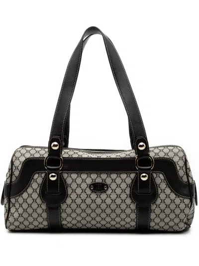 Pre-owned Celine 2000 Macadam Canvas Shoulder Bag In Black