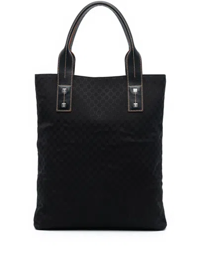 Pre-owned Celine 2000 Macadam Canvas Tote Bag In Black