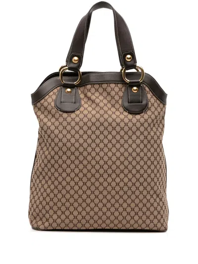 Pre-owned Celine 2000 Macadam Canvas Tote Bag In Brown