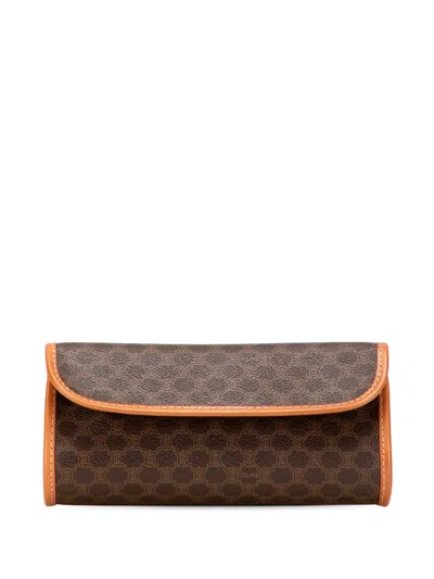 Pre-owned Celine 2000 Macadam Coated Canvas Clutch Bag In Brown
