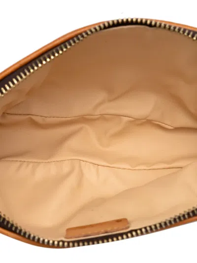 Pre-owned Celine 2000 Macadam Coated Canvas Cosmetic Pouch In Brown