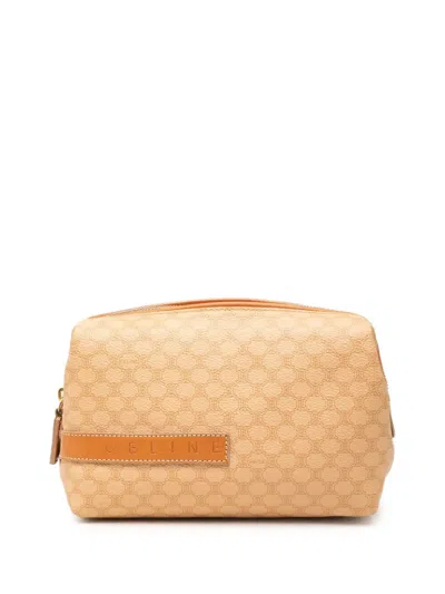 Pre-owned Celine 2000 Macadam Coated Canvas Cosmetic Pouch In Neutrals