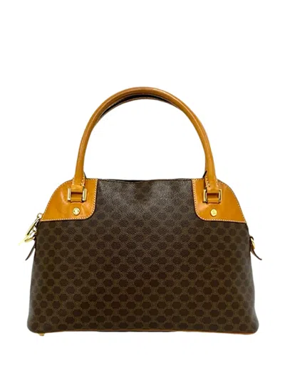 Pre-owned Celine 2000 Macadam Coated Canvas Satchel In Brown