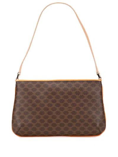 Pre-owned Celine 2000 Macadam Coated Canvas Shoulder Bag In Brown