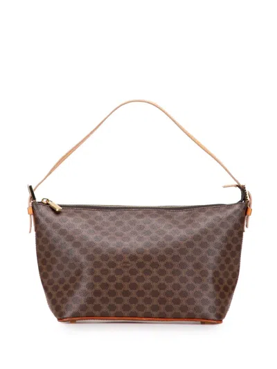 Pre-owned Celine 2000 Macadam Coated Canvas Shoulder Bag In Brown