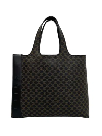 Pre-owned Celine 2000 Macadam Coated Canvas Tote Bag In Black