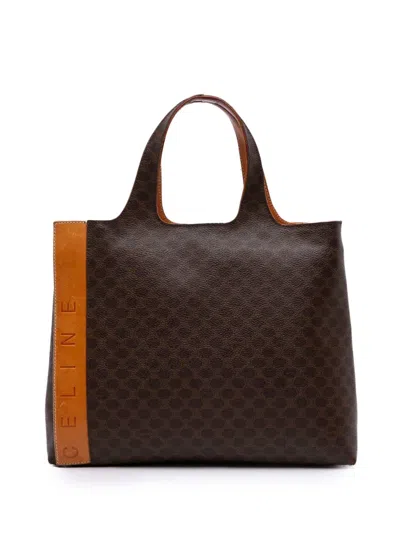 Pre-owned Celine 2000 Macadam Coated Canvas Tote Bag In Brown