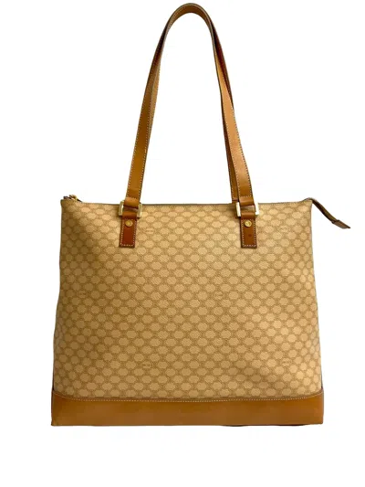 Pre-owned Celine 2000 Macadam Coated Canvas Tote Bag In Brown
