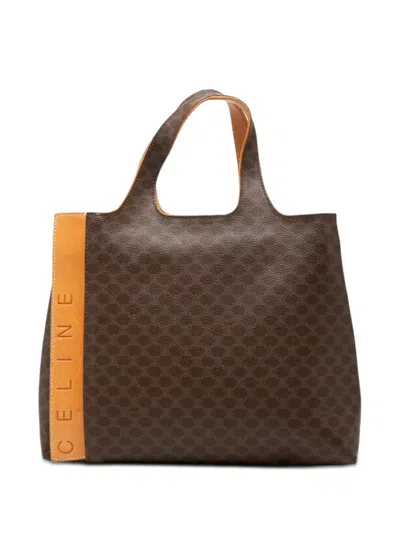 Pre-owned Celine 2000 Macadam Coated Canvas Tote Bag In Brown