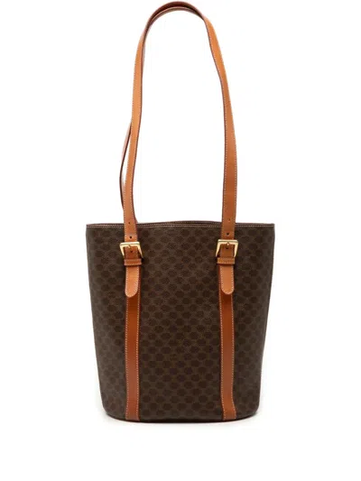 Pre-owned Celine 2000 Macadam Coated Canvas Tote Bag In Brown