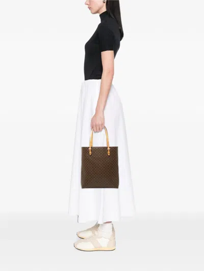 Pre-owned Celine 2000 Macadam Coated Canvas Tote Bag In Brown