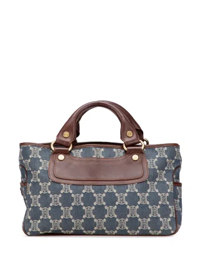 Pre-owned Celine 2000 Macadam Denim Boogie Handbag In Blue