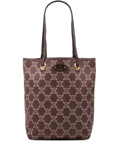 Pre-owned Celine 2000 Macadam Denim Tote Bag In Red