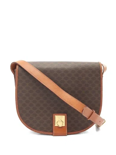 Pre-owned Celine 2000 Macadam Shoulder Bag In Brown