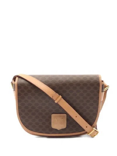Pre-owned Celine 2000 Macadam Shoulder Bag In Brown