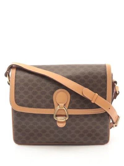 Pre-owned Celine 2000 Macadam Shoulder Bag In Brown