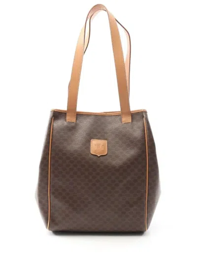 Pre-owned Celine 2000 Macadam Shoulder Bag In Brown