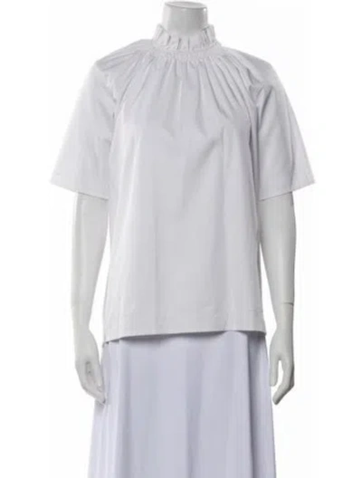 Pre-owned Celine 2000's Mock Neck Blouse In White