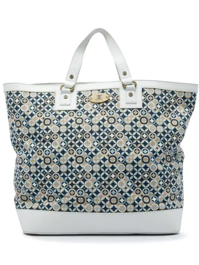 Pre-owned Celine 2000 Printed Canvas Tote Bag In White