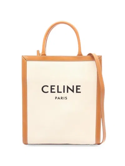 Pre-owned Celine 2000 Small Vertical Cabas Tote Bag In White