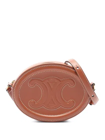Pre-owned Celine 2000 Triomphe Shoulder Bag In Brown